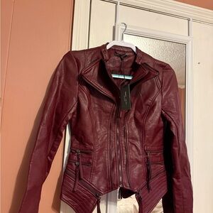 Women's Burgundy Leather Jacket